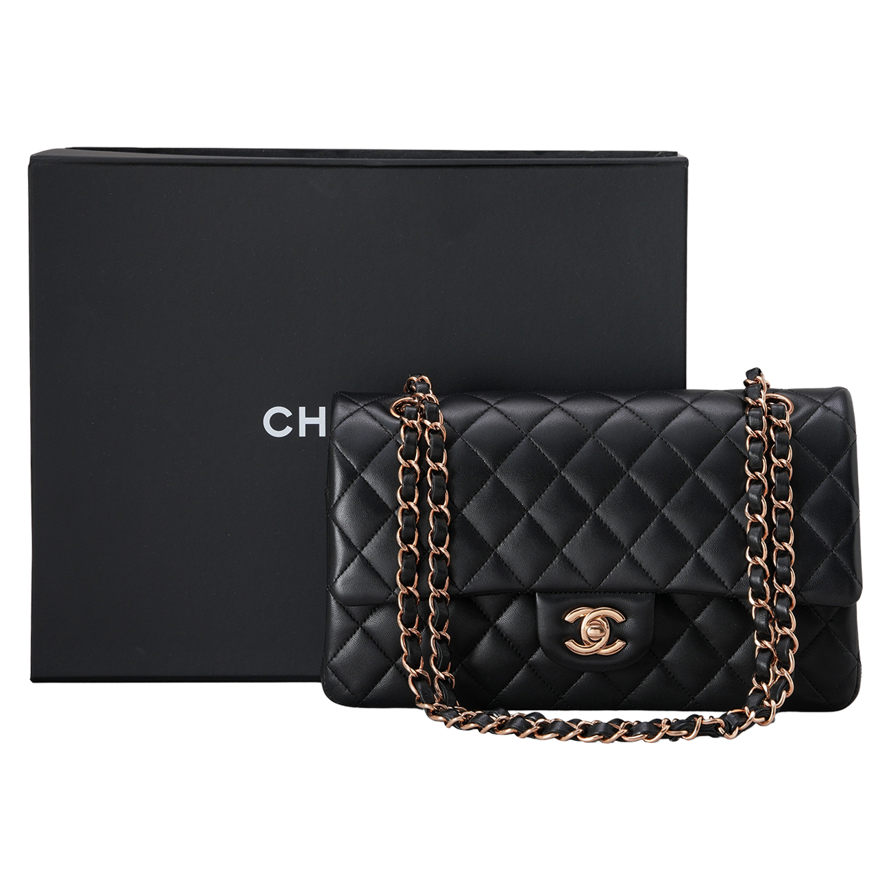 CHANEL(USED)샤넬 램스킨 클래식 미듐 플랩백 블랙