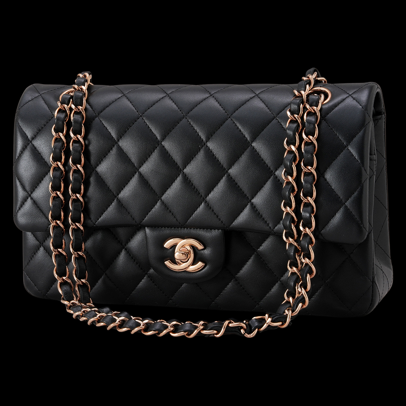 CHANEL(USED)샤넬 램스킨 클래식 미듐 플랩백 블랙