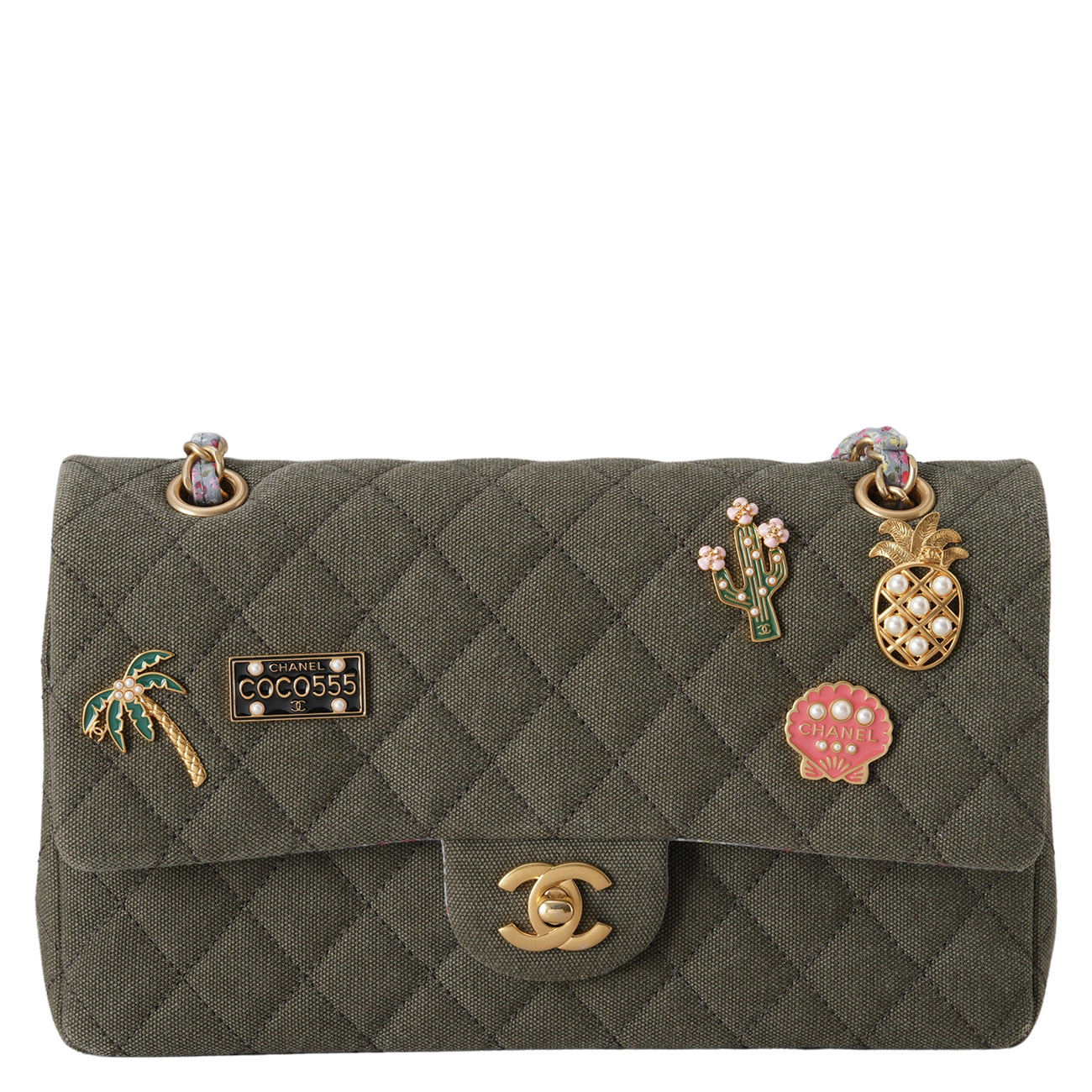 CHANEL(USED)샤넬 A01112 시즌 패브릭 클래식 미듐 플랩백