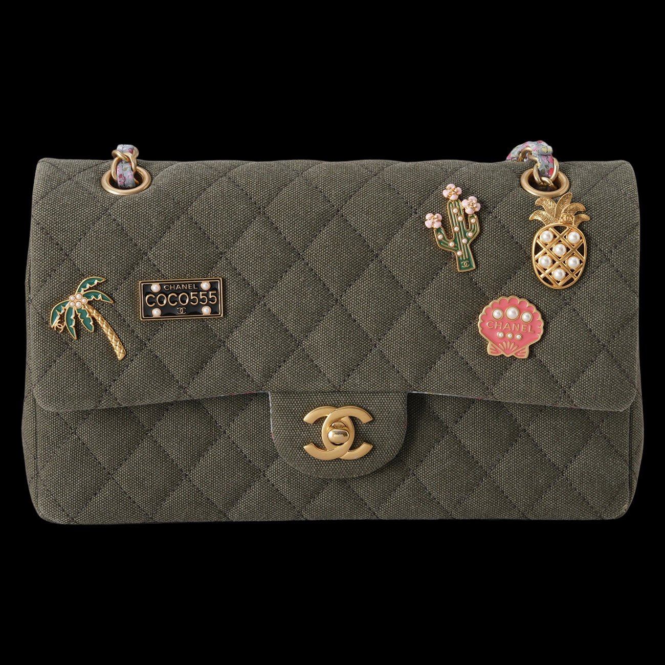 CHANEL(USED)샤넬 A01112 시즌 패브릭 클래식 미듐 플랩백