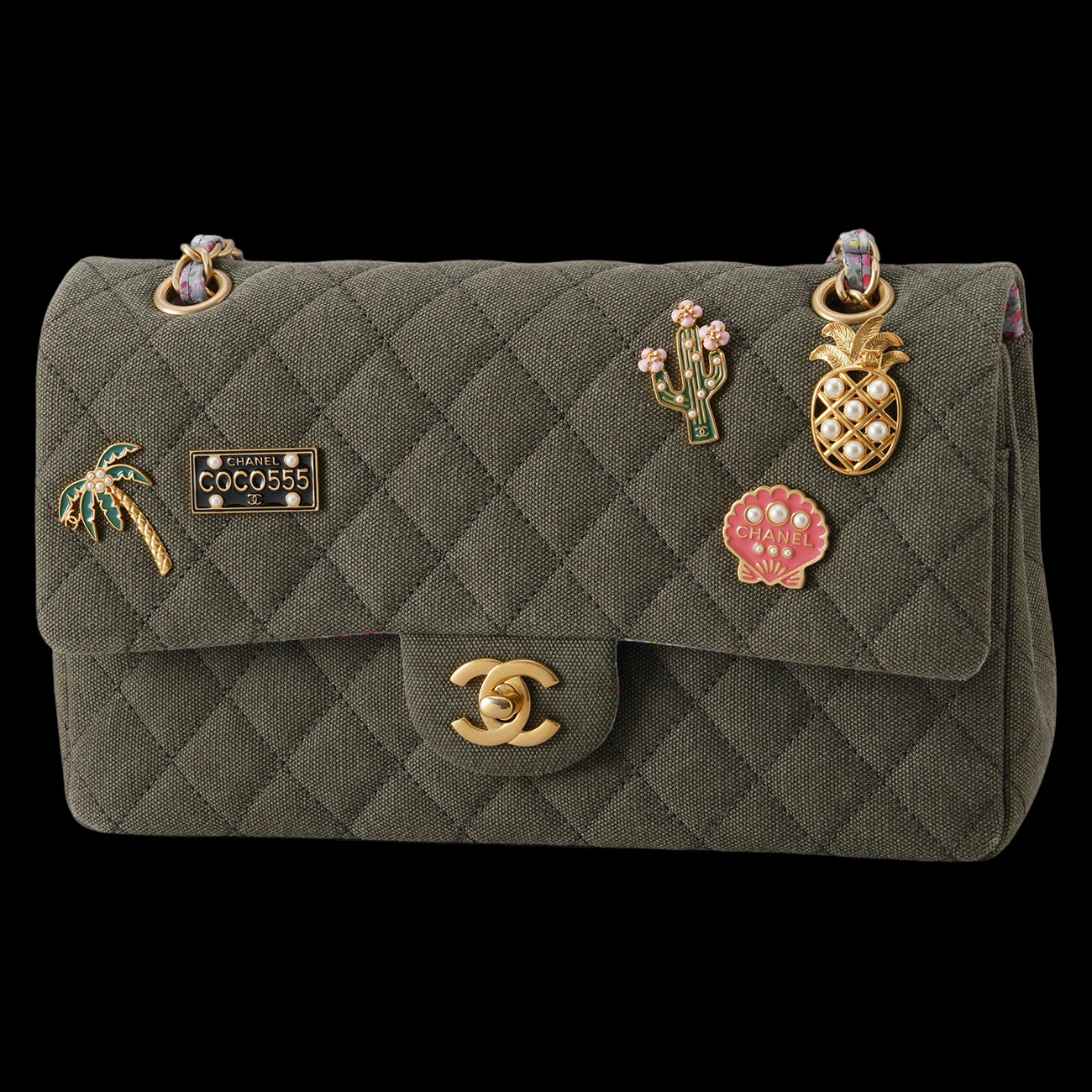 CHANEL(USED)샤넬 A01112 시즌 패브릭 클래식 미듐 플랩백