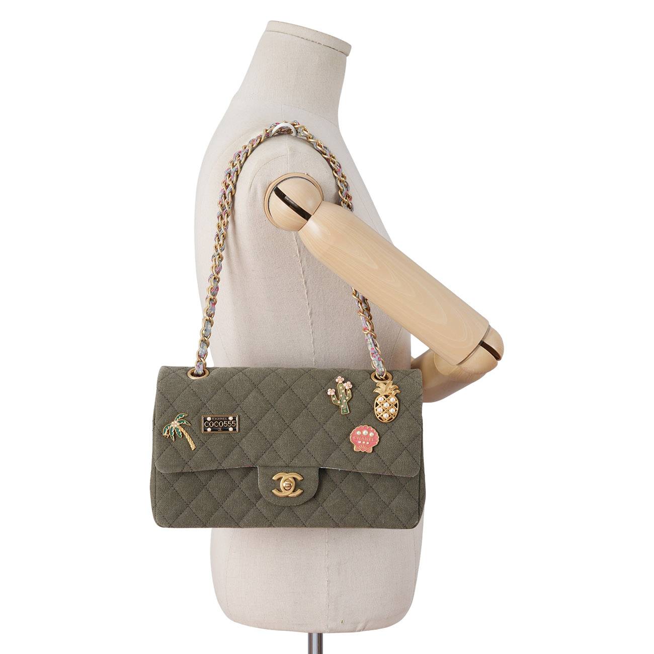 CHANEL(USED)샤넬 A01112 시즌 패브릭 클래식 미듐 플랩백