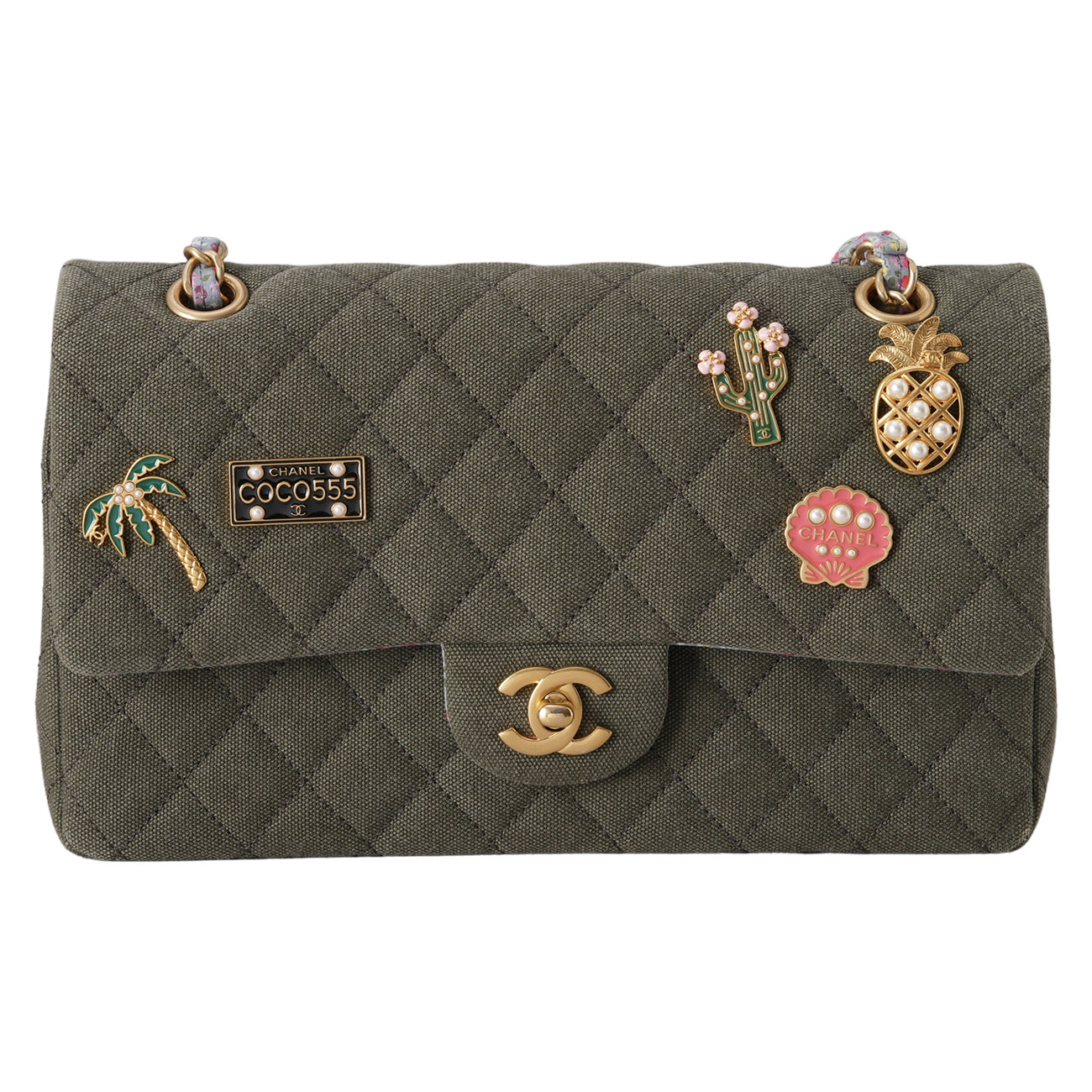 CHANEL(USED)샤넬 A01112 시즌 패브릭 클래식 미듐 플랩백