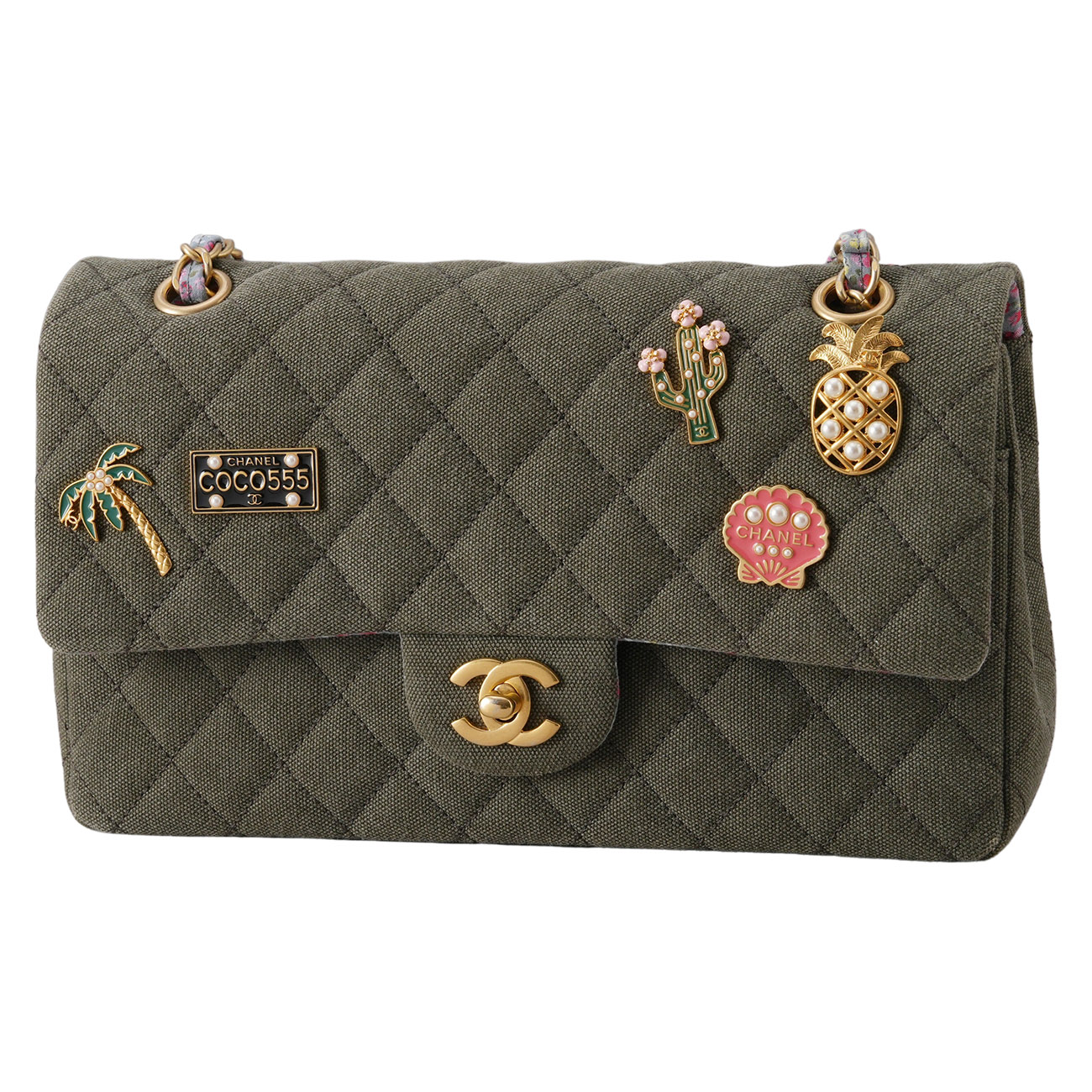 CHANEL(USED)샤넬 A01112 시즌 패브릭 클래식 미듐 플랩백