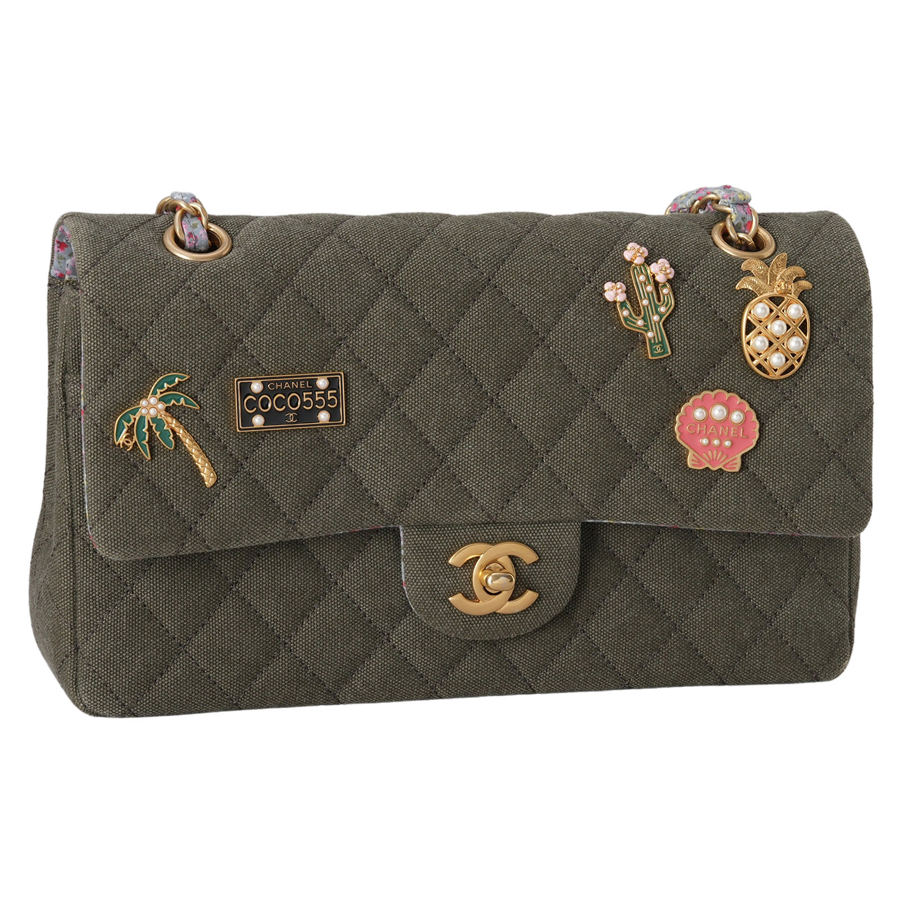 CHANEL(USED)샤넬 A01112 시즌 패브릭 클래식 미듐 플랩백