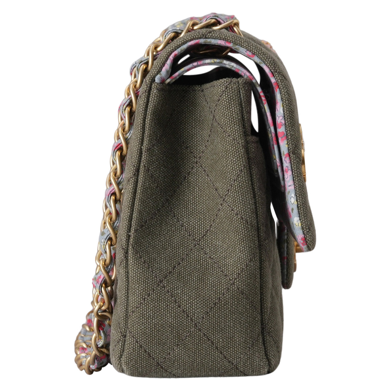 CHANEL(USED)샤넬 A01112 시즌 패브릭 클래식 미듐 플랩백
