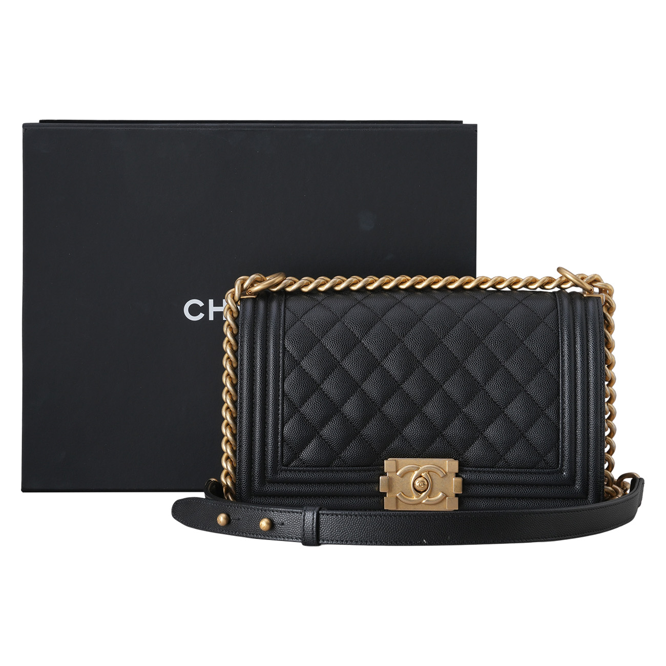CHANEL(USED)샤넬 A67086 캐비어 보이백 미듐