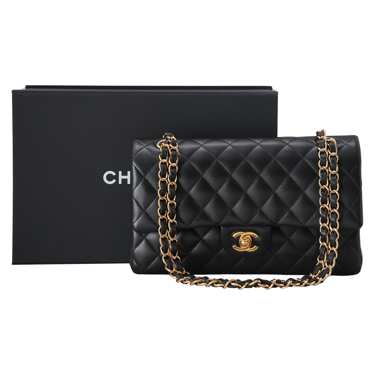 CHANEL(USED)샤넬 A01112 램스킨 클래식 미듐 플랩백