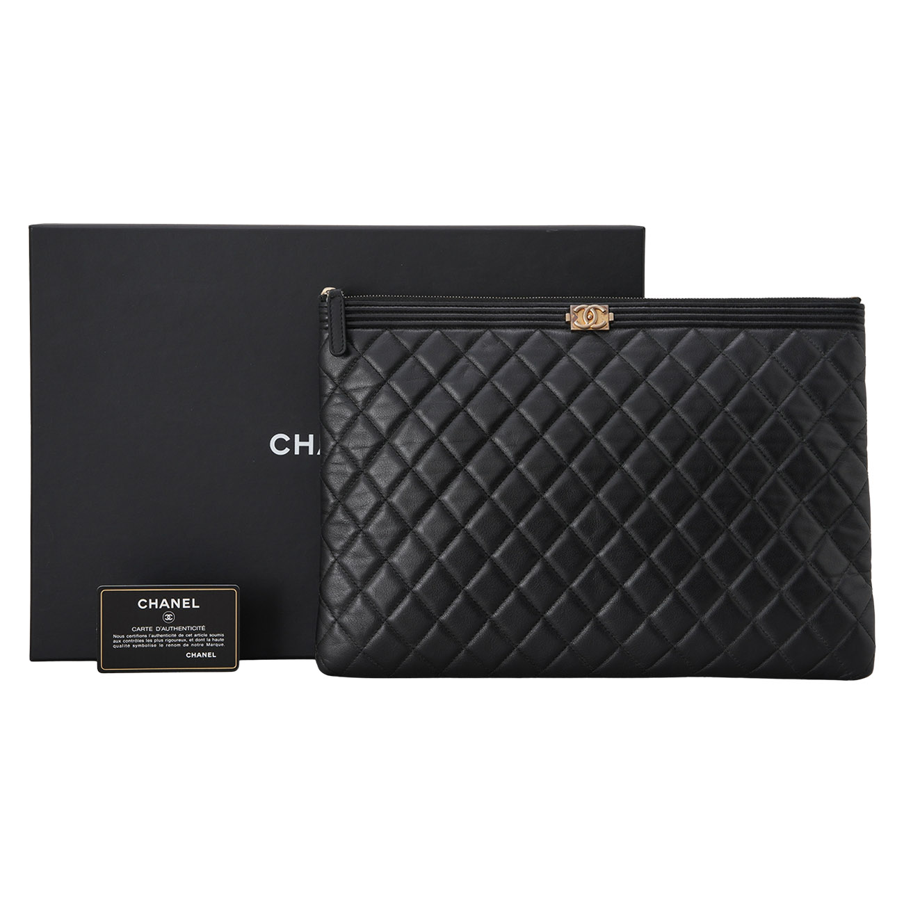 CHANEL(USED)샤넬 램스킨 보이샤넬 클러치 라지