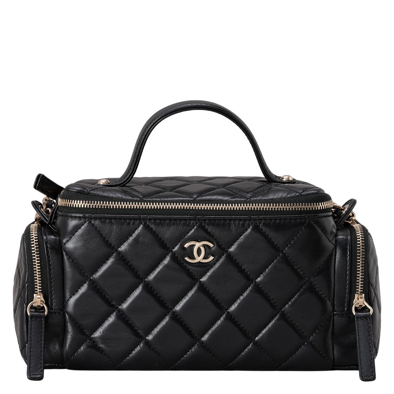 CHANEL(USED)샤넬 코스메틱 케이스 탑핸들 숄더백 블랙
