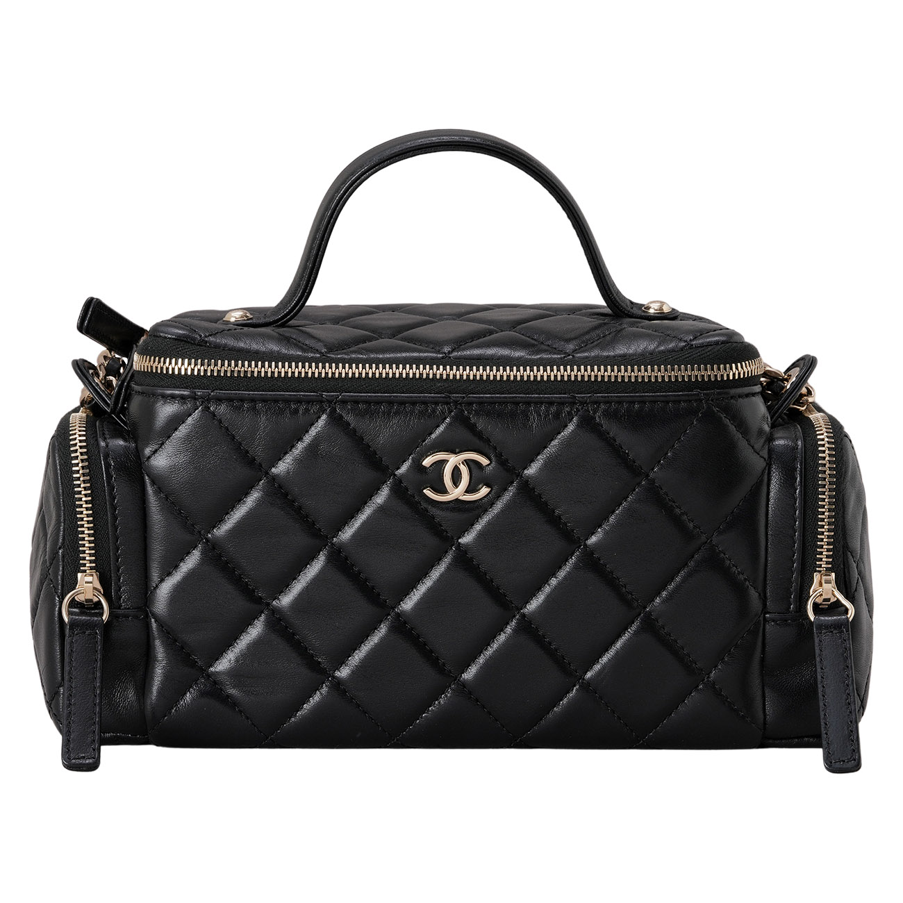 CHANEL(USED)샤넬 코스메틱 케이스 탑핸들 숄더백 블랙