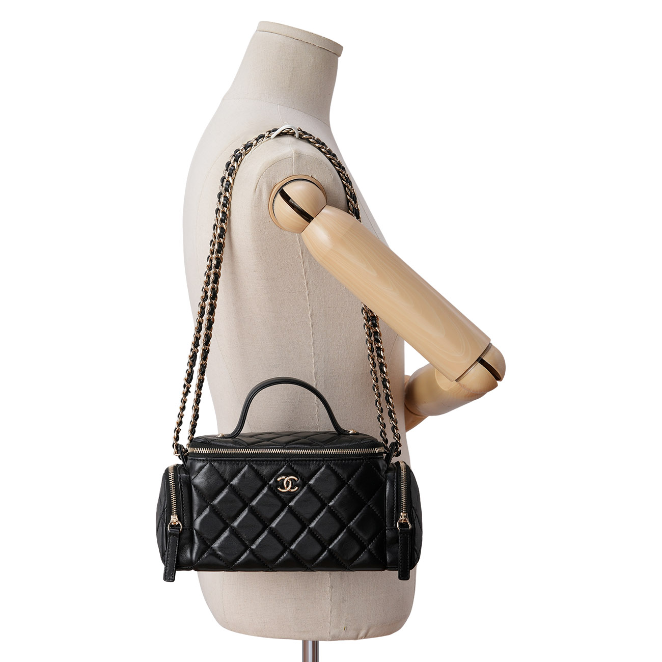 CHANEL(USED)샤넬 코스메틱 케이스 탑핸들 숄더백 블랙