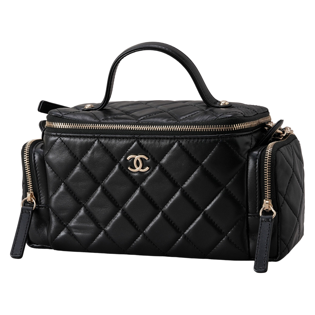CHANEL(USED)샤넬 코스메틱 케이스 탑핸들 숄더백 블랙