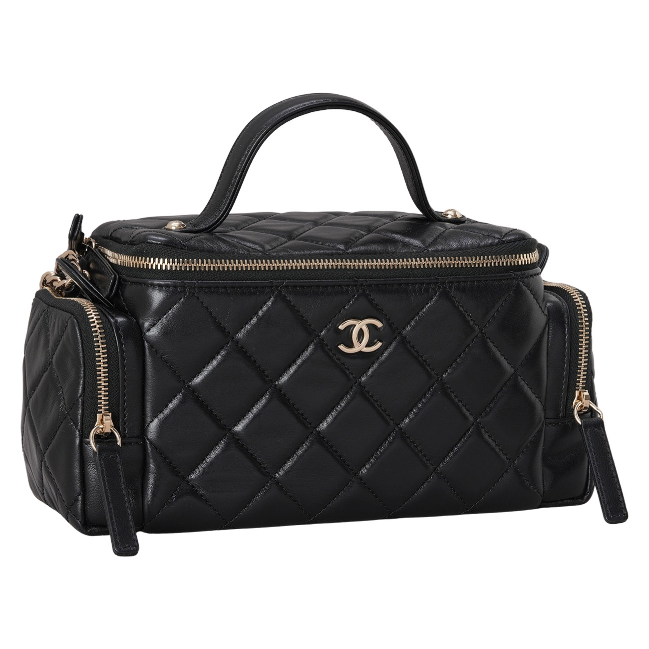 CHANEL(USED)샤넬 코스메틱 케이스 탑핸들 숄더백 블랙