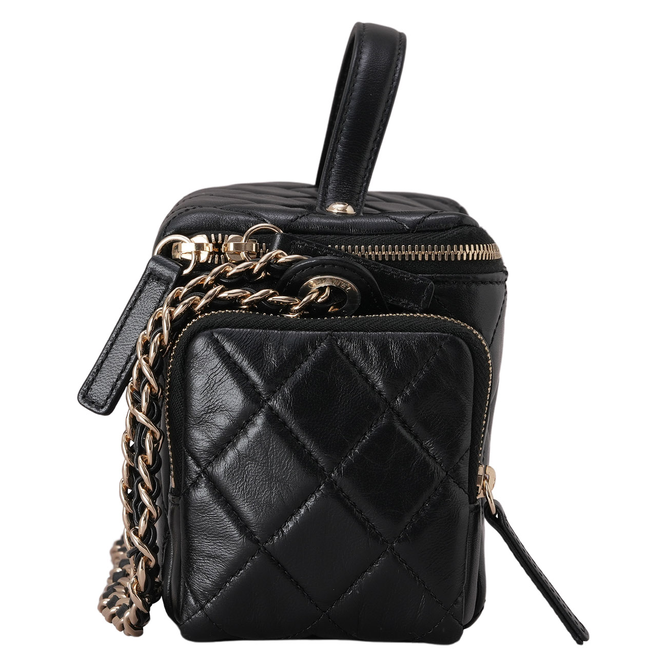 CHANEL(USED)샤넬 코스메틱 케이스 탑핸들 숄더백 블랙