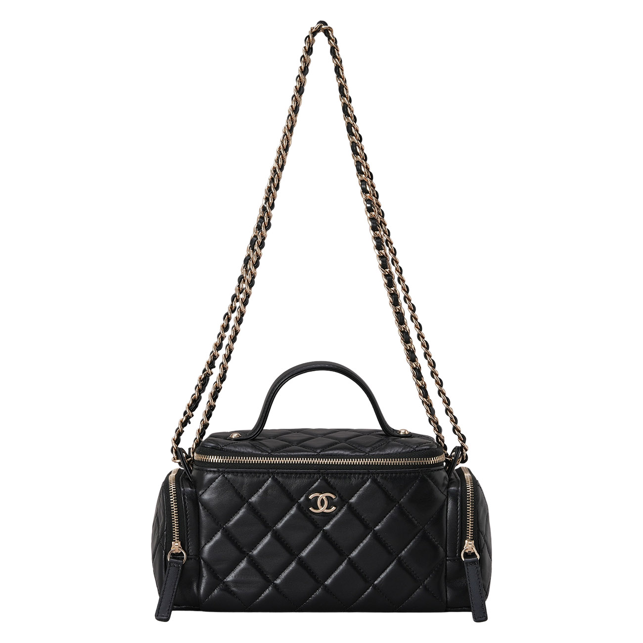 CHANEL(USED)샤넬 코스메틱 케이스 탑핸들 숄더백 블랙