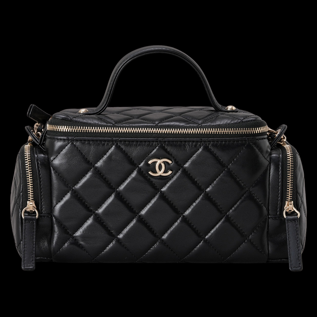 CHANEL(USED)샤넬 코스메틱 케이스 탑핸들 숄더백 블랙