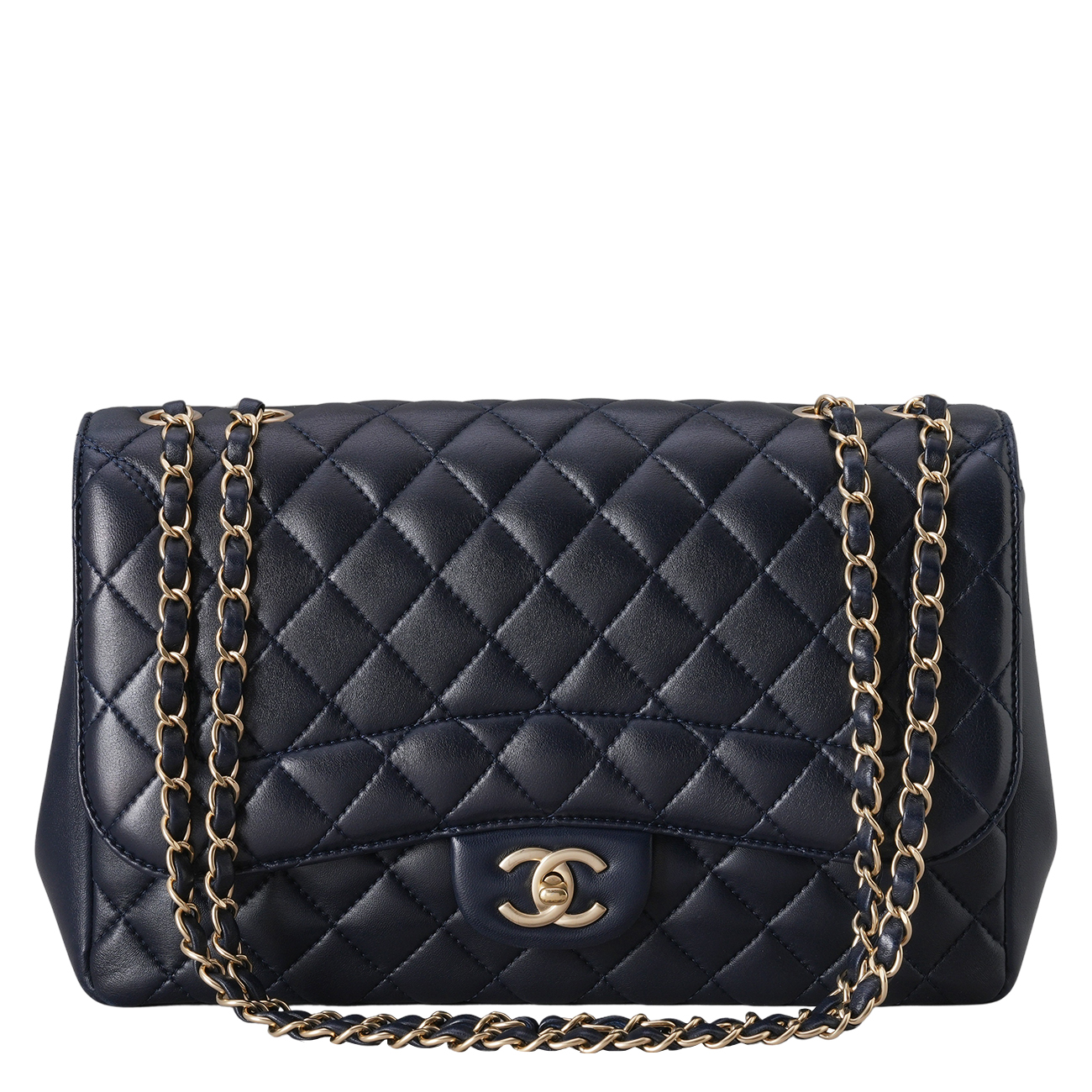 CHANEL(USED)샤넬 A93938 시즌 램스킨 원플랩백 라지