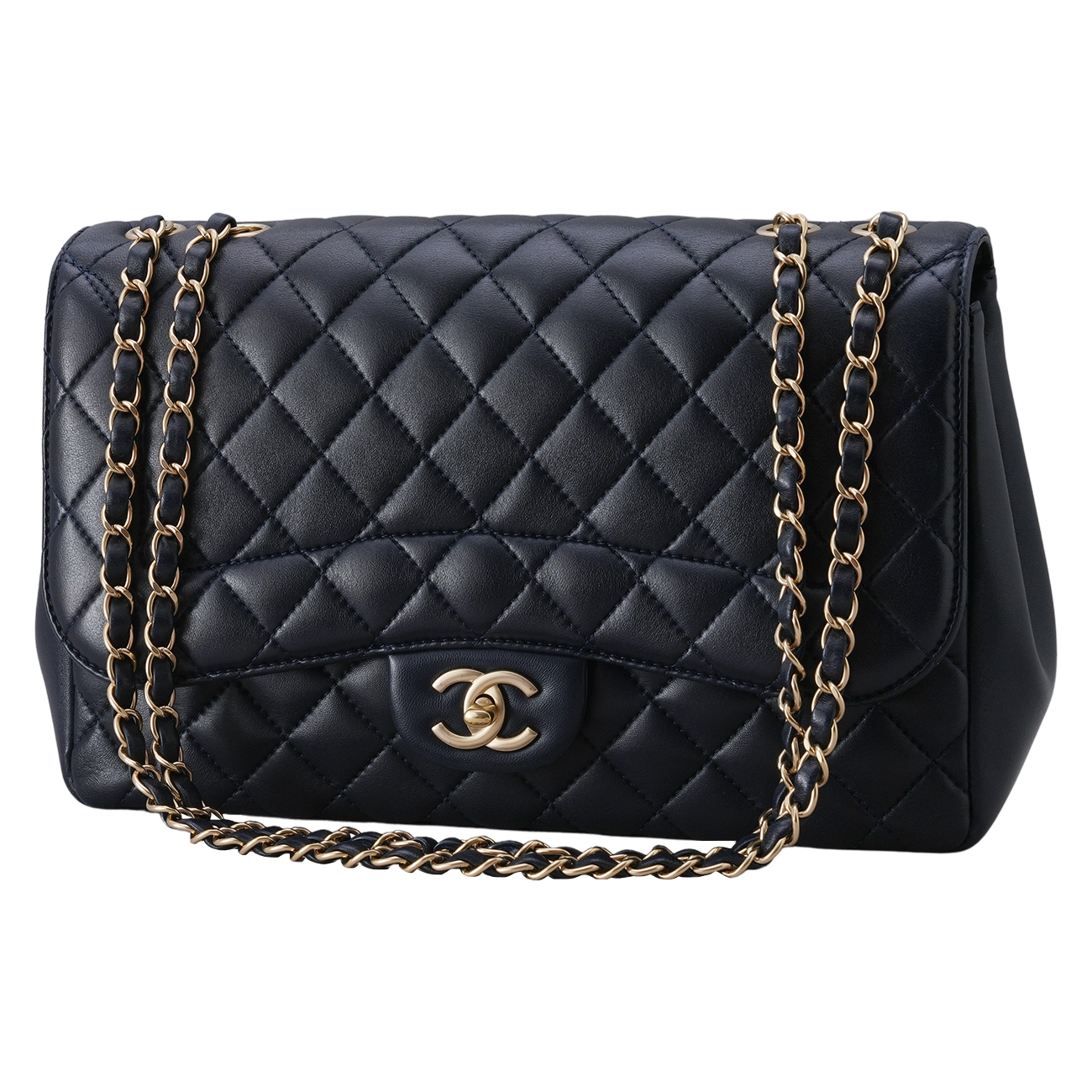 CHANEL(USED)샤넬 A93938 시즌 램스킨 원플랩백 라지