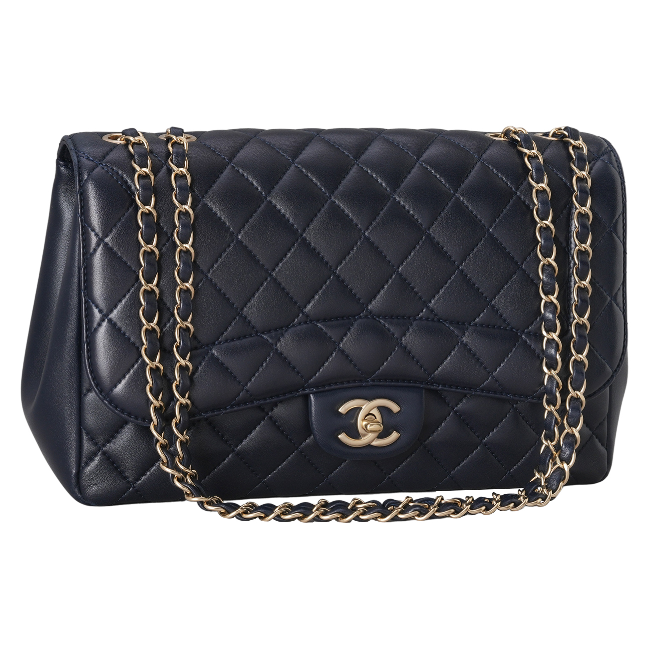 CHANEL(USED)샤넬 A93938 시즌 램스킨 원플랩백 라지