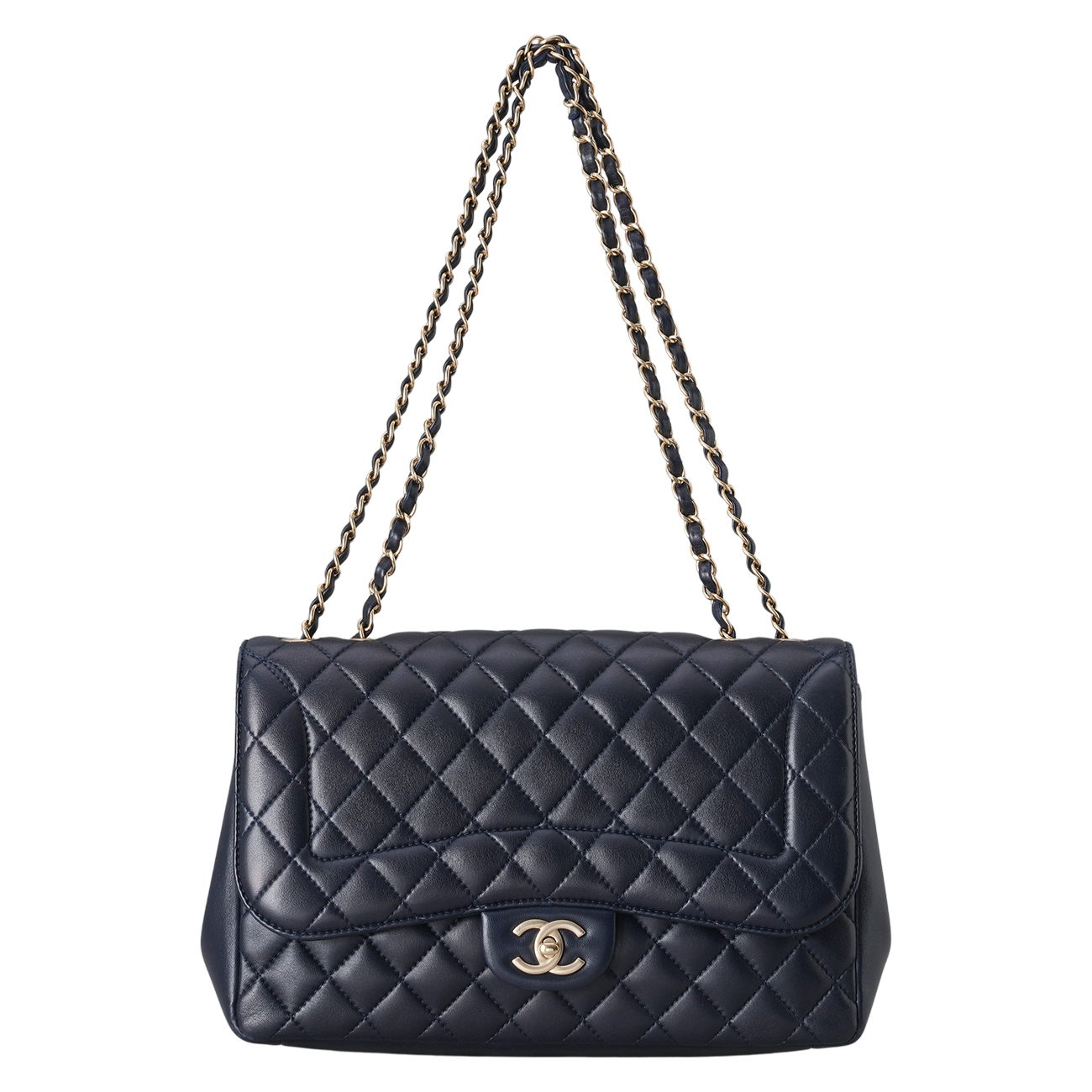 CHANEL(USED)샤넬 A93938 시즌 램스킨 원플랩백 라지