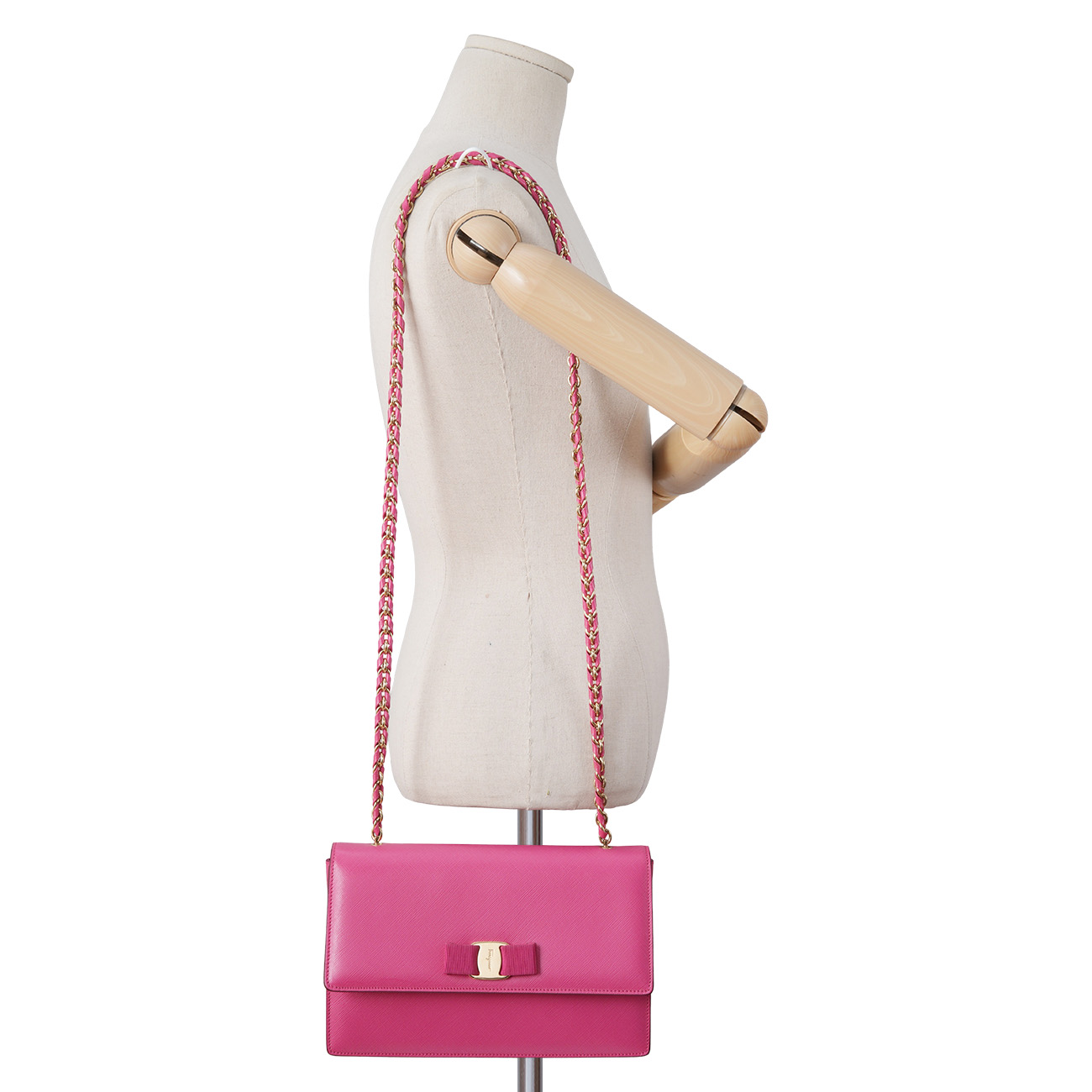 FERRAGAMO(USED)페레가모 지니 금장 체인 크로스백