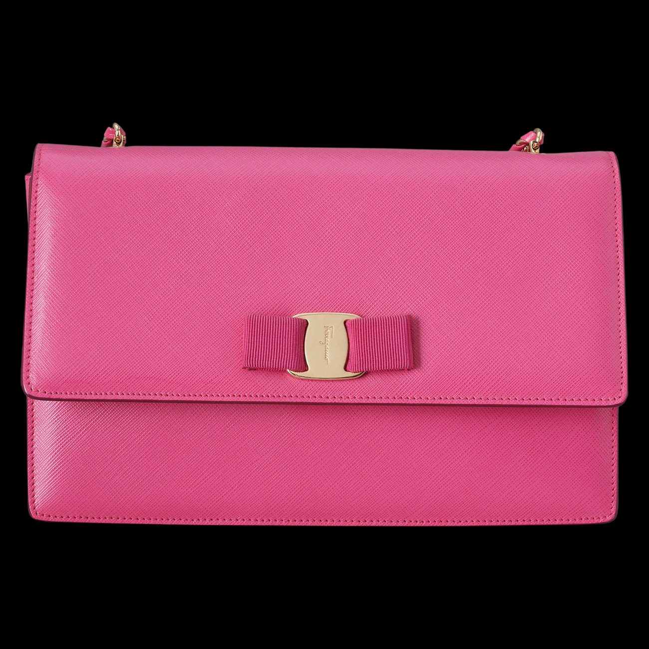 FERRAGAMO(USED)페레가모 지니 금장 체인 크로스백