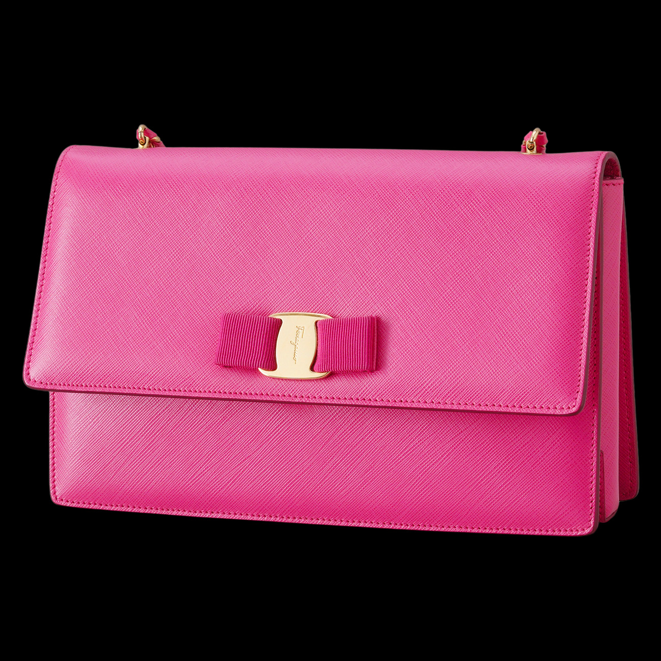 FERRAGAMO(USED)페레가모 지니 금장 체인 크로스백