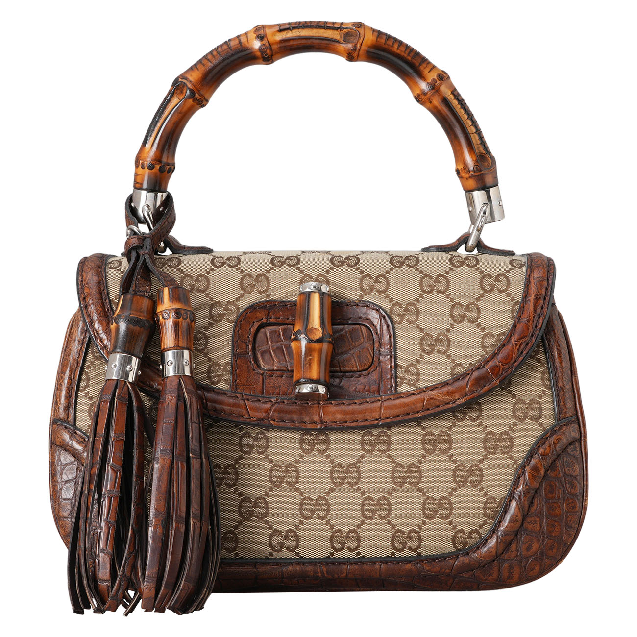 GUCCI(USED)구찌 240242 GG자가드 뱀부 탑 핸들백