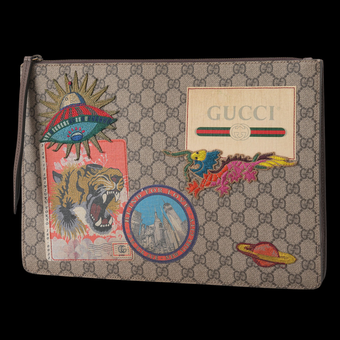 GUCCI(USED)구찌 474083 GG수프림 멀티패치 클러치(숄더백)