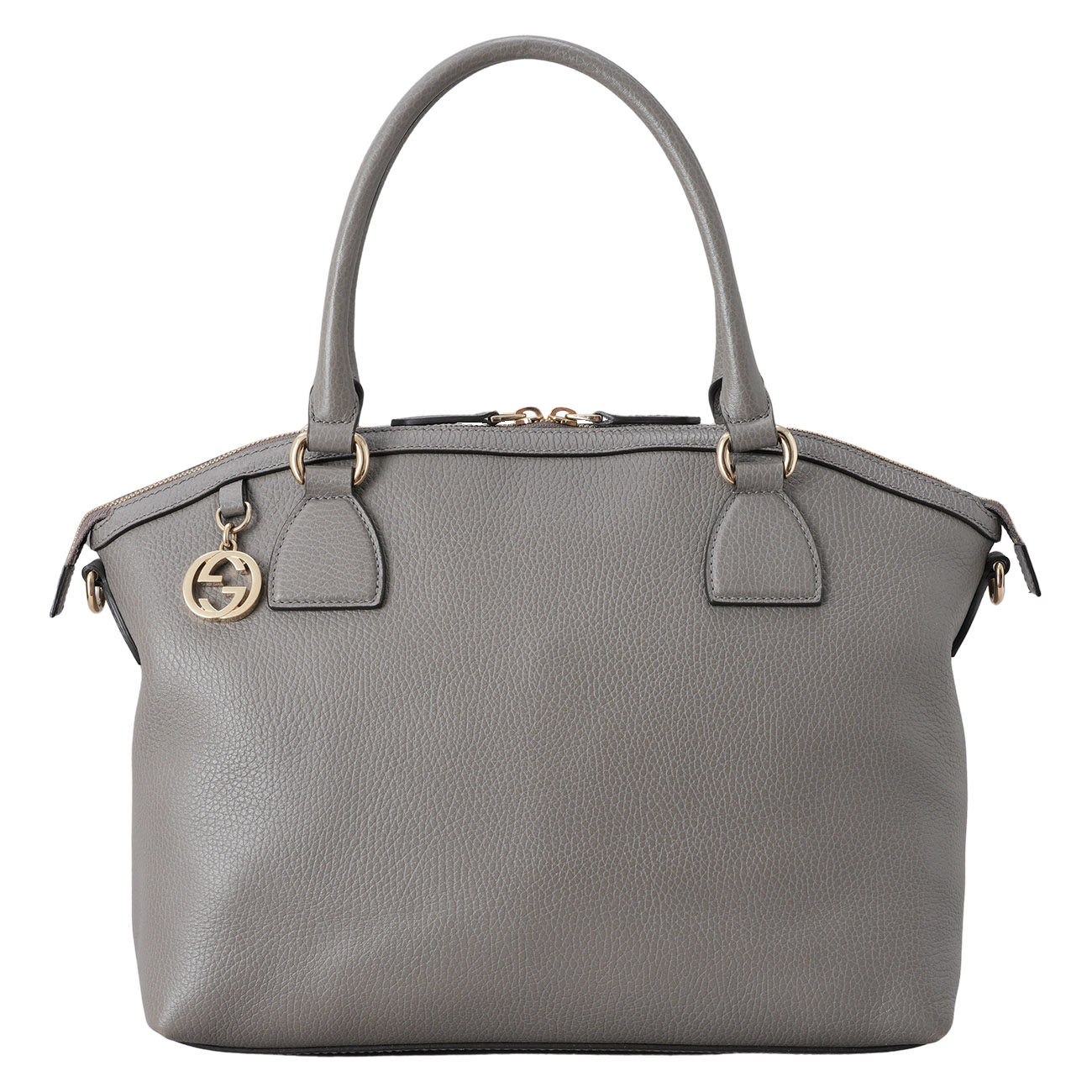 GUCCI(USED)구찌 449651 그레이 레더 더블 G 인트로킹 숄더백