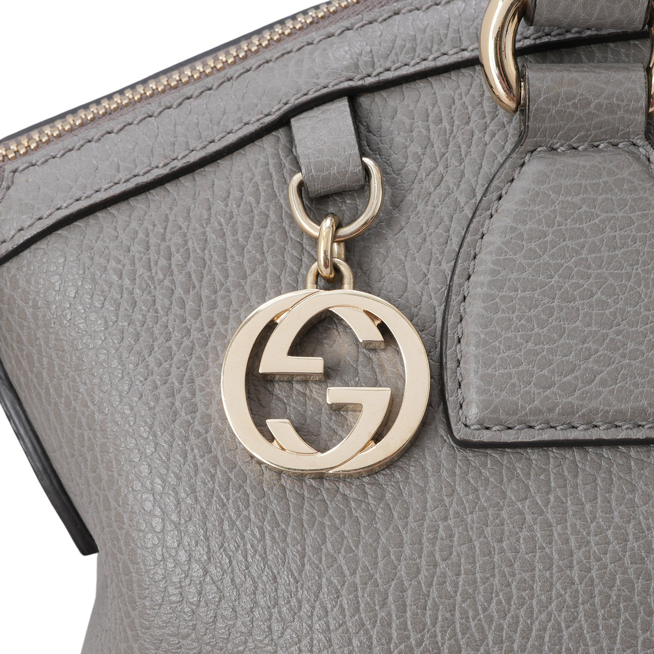 GUCCI(USED)구찌 449651 그레이 레더 더블 G 인트로킹 숄더백