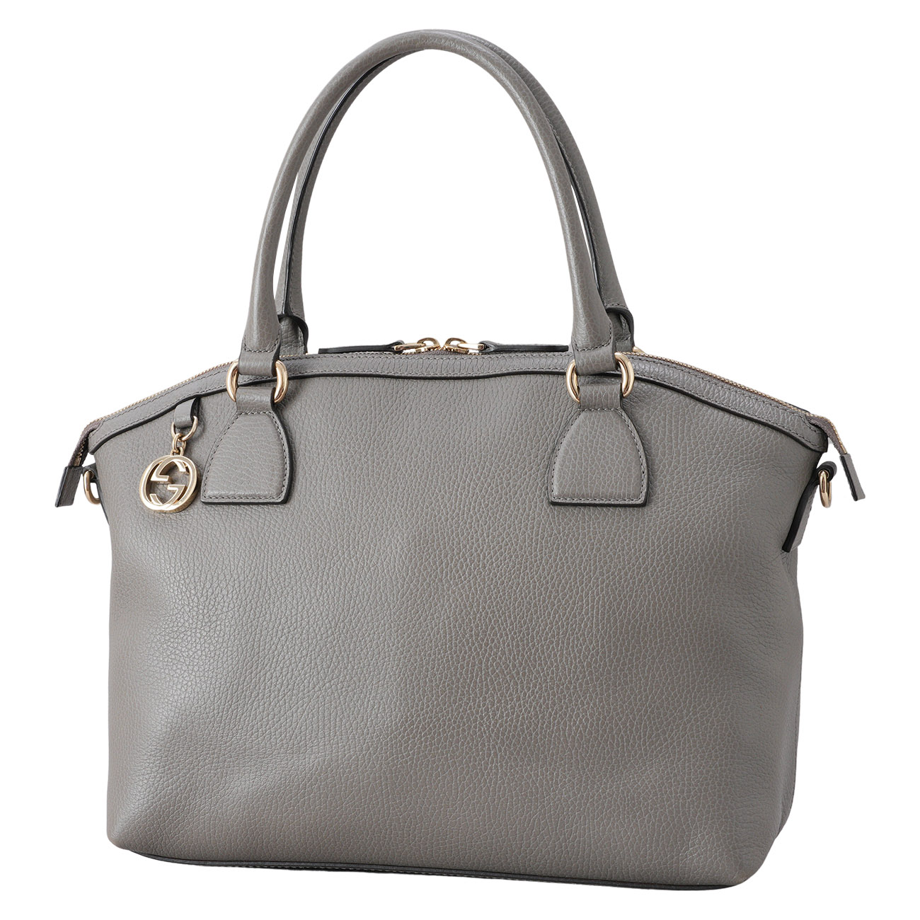 GUCCI(USED)구찌 449651 그레이 레더 더블 G 인트로킹 숄더백