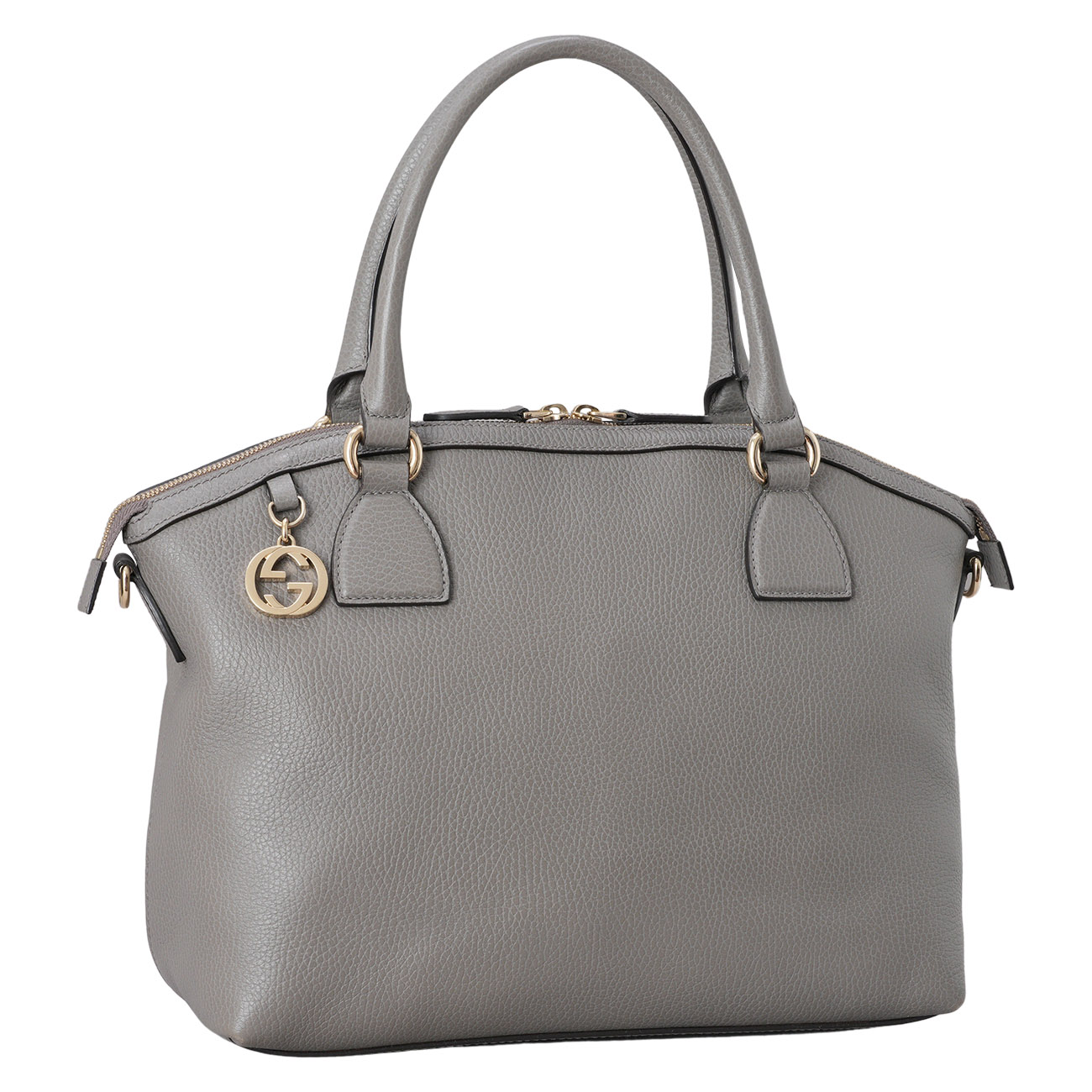 GUCCI(USED)구찌 449651 그레이 레더 더블 G 인트로킹 숄더백