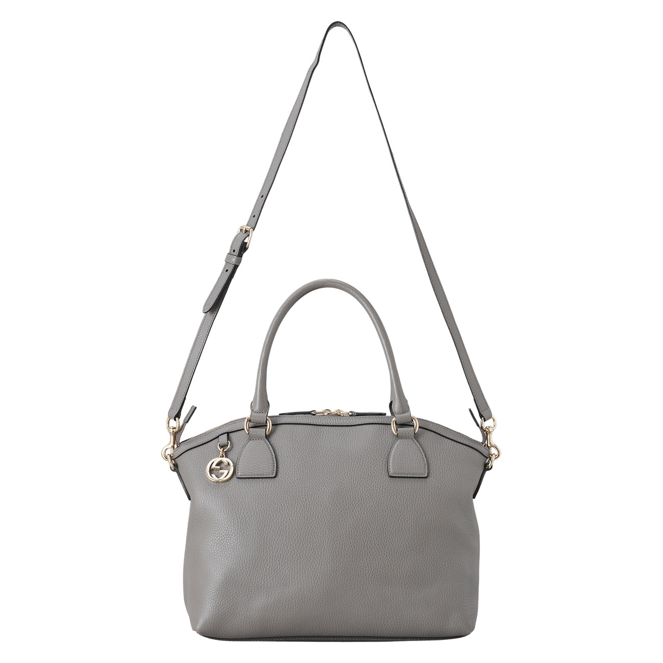 GUCCI(USED)구찌 449651 그레이 레더 더블 G 인트로킹 숄더백