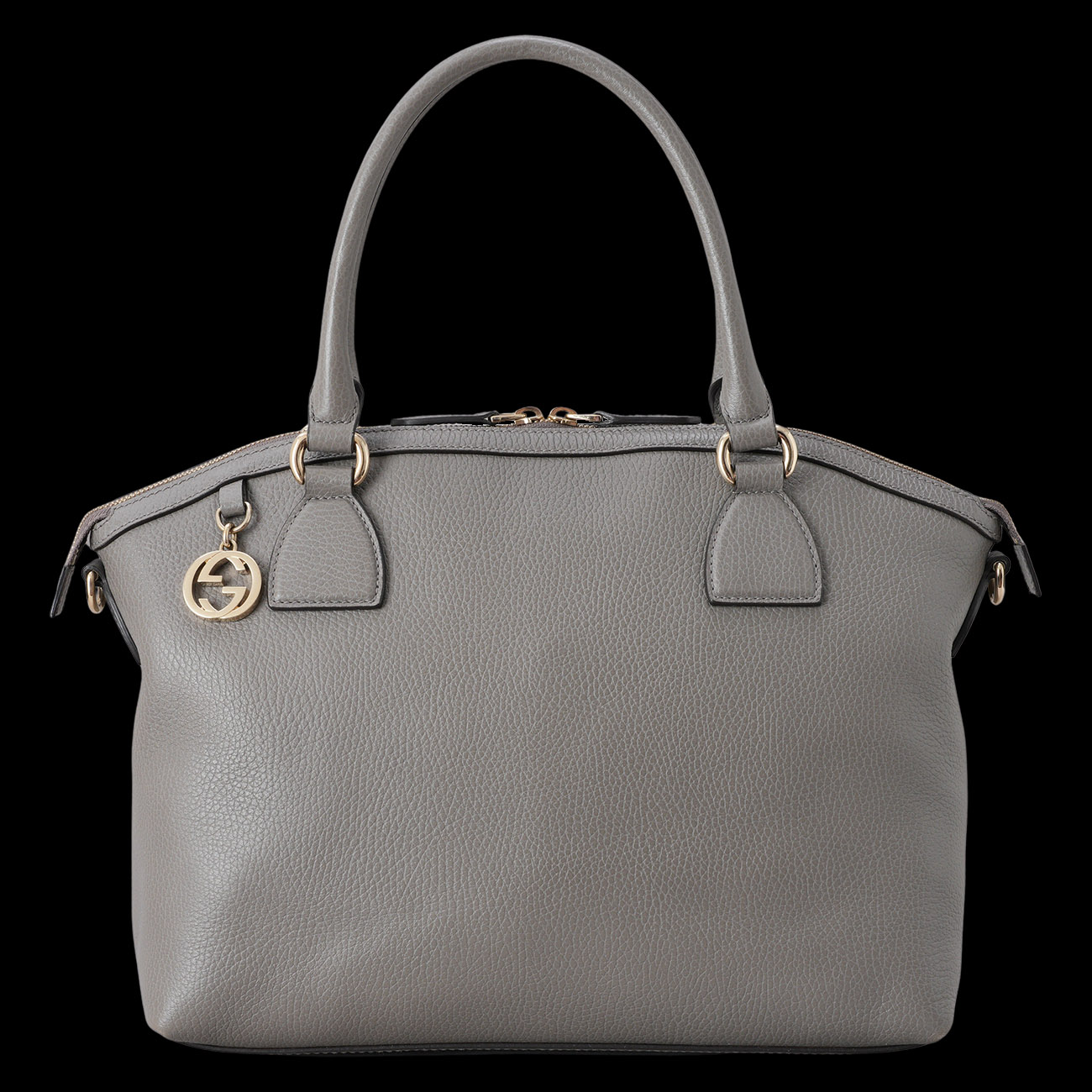 GUCCI(USED)구찌 449651 그레이 레더 더블 G 인트로킹 숄더백
