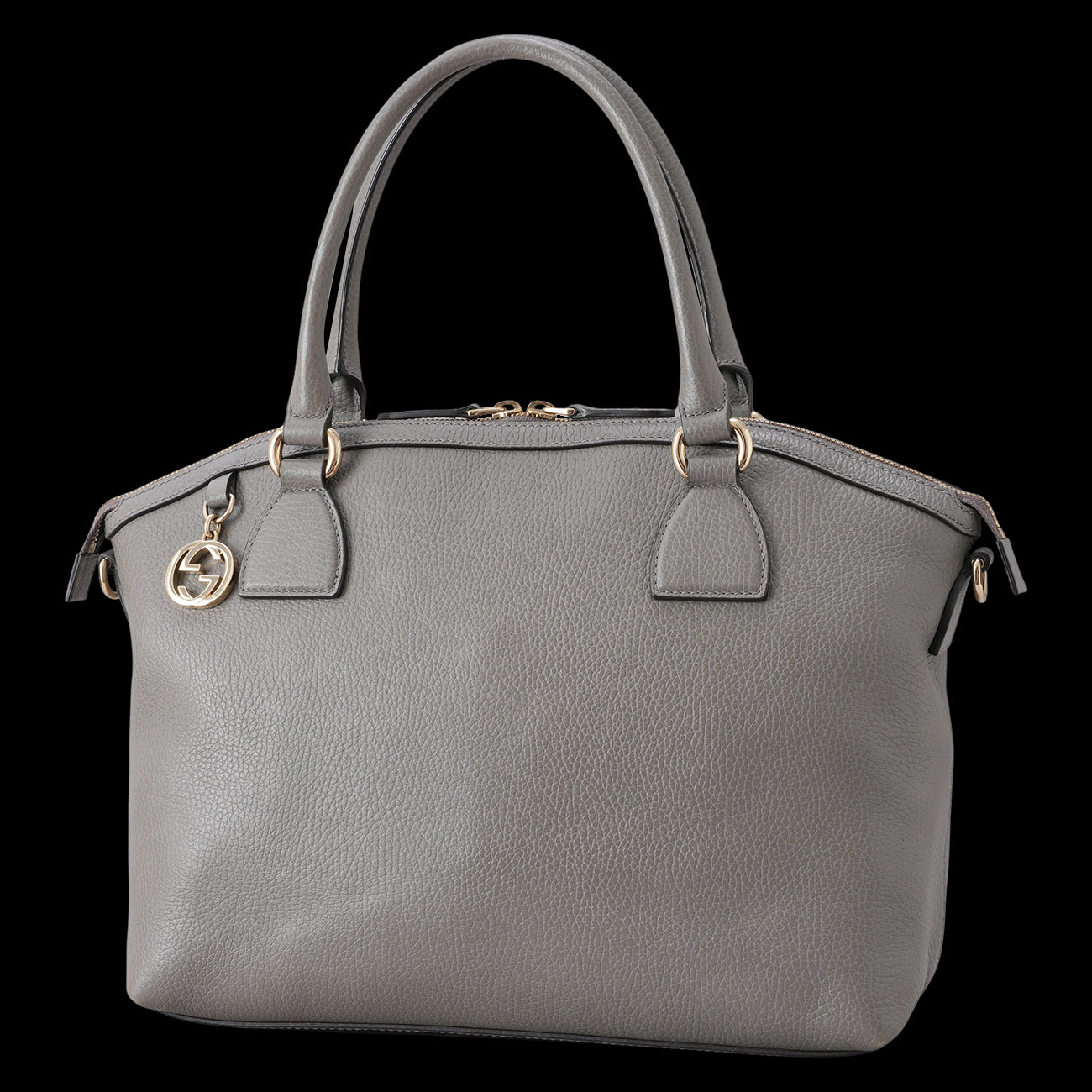 GUCCI(USED)구찌 449651 그레이 레더 더블 G 인트로킹 숄더백
