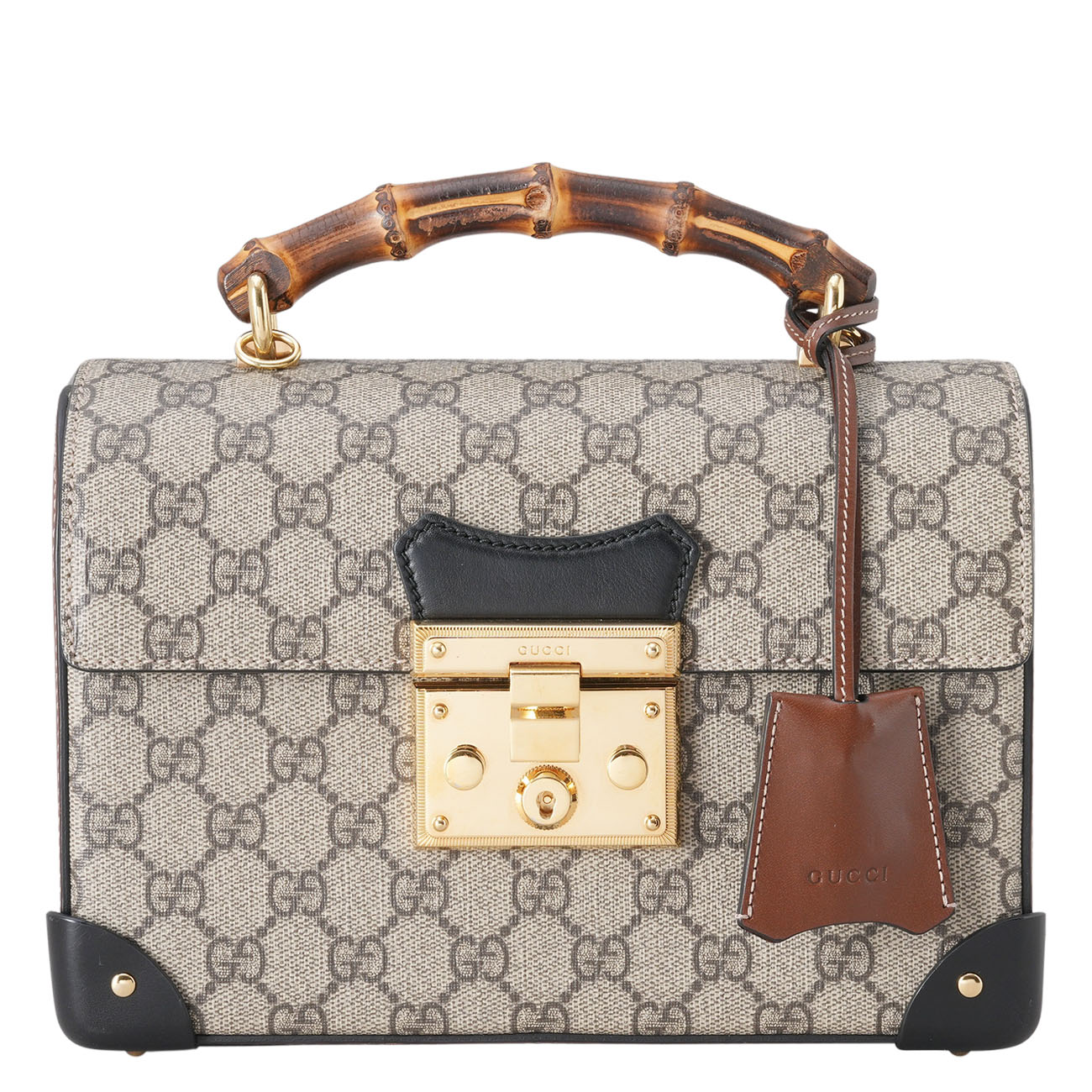 GUCCI(USED)구찌 603221 패드락 뱀부 탑핸들 숄더백