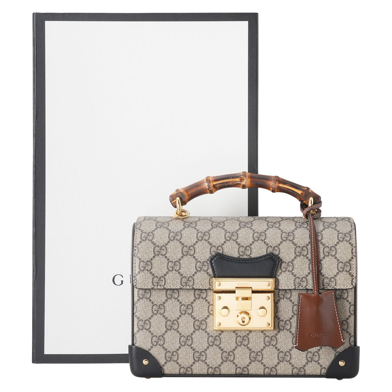 GUCCI(USED)구찌 603221 패드락 뱀부 탑핸들 숄더백