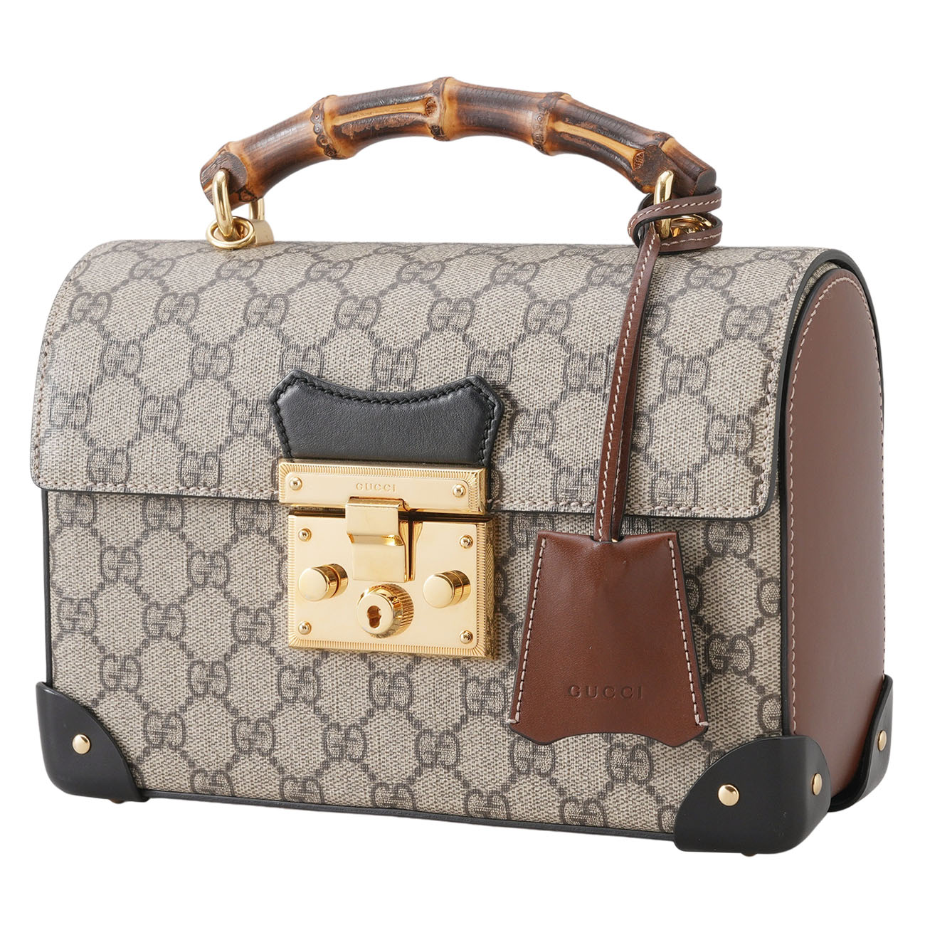 GUCCI(USED)구찌 603221 패드락 뱀부 탑핸들 숄더백