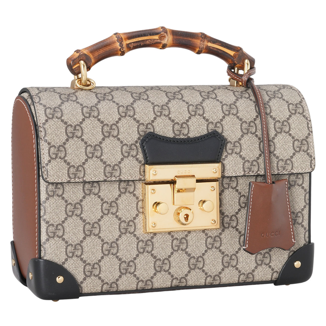 GUCCI(USED)구찌 603221 패드락 뱀부 탑핸들 숄더백