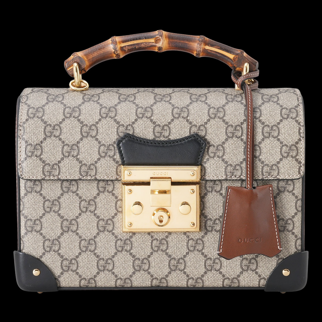 GUCCI(USED)구찌 603221 패드락 뱀부 탑핸들 숄더백