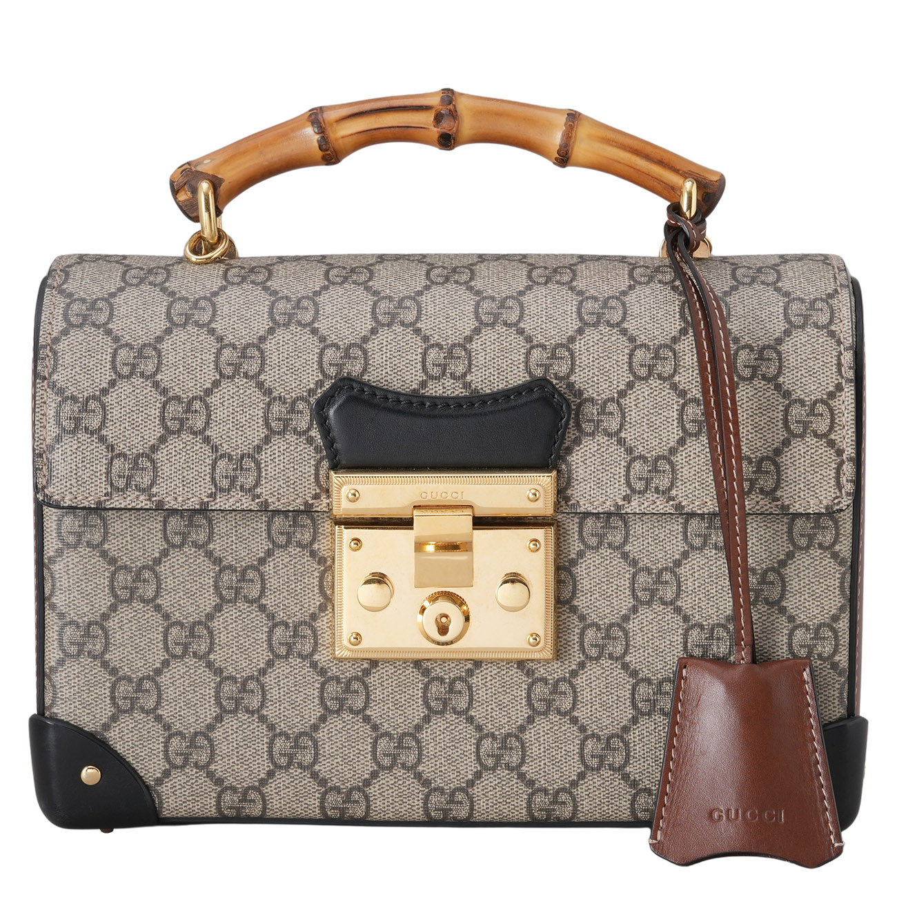 GUCCI(USED)구찌 603221 패드락 뱀부 탑핸들 숄더백