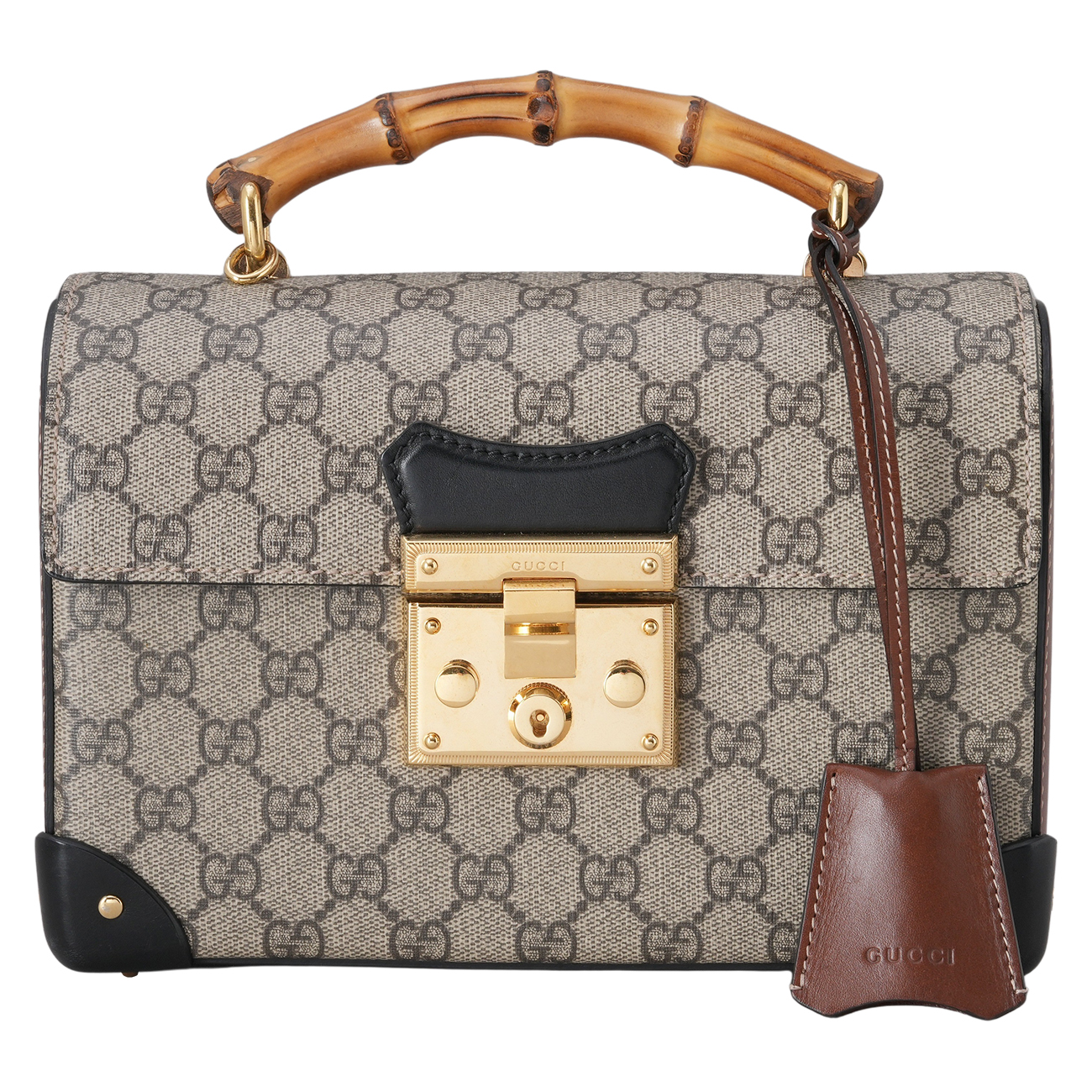 GUCCI(USED)구찌 603221 패드락 뱀부 탑핸들 숄더백