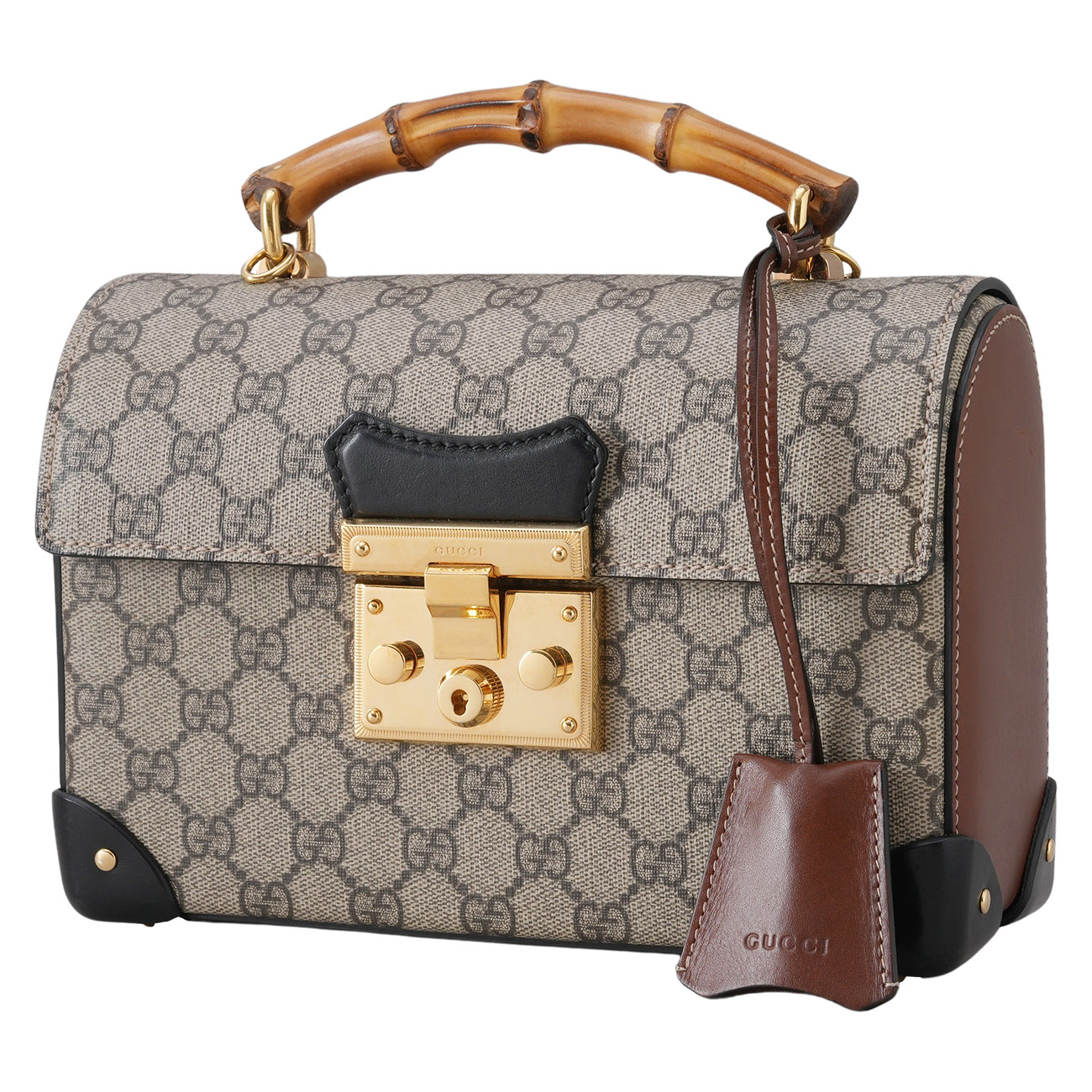 GUCCI(USED)구찌 603221 패드락 뱀부 탑핸들 숄더백
