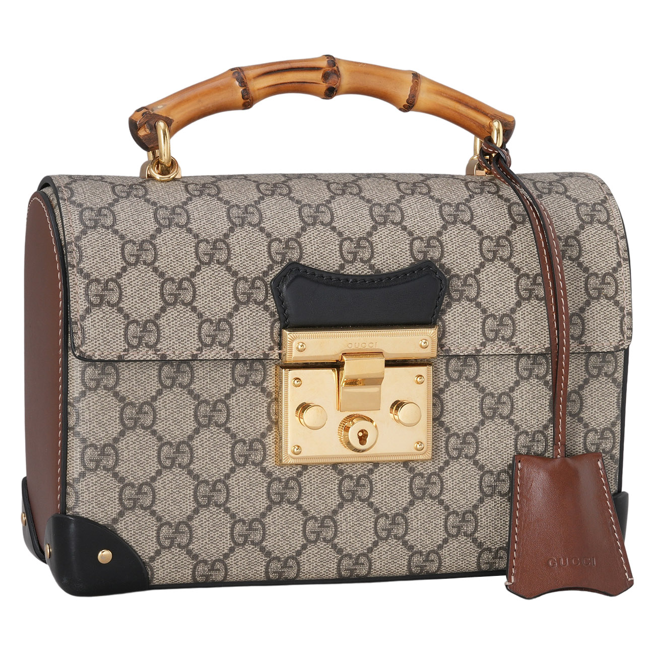 GUCCI(USED)구찌 603221 패드락 뱀부 탑핸들 숄더백
