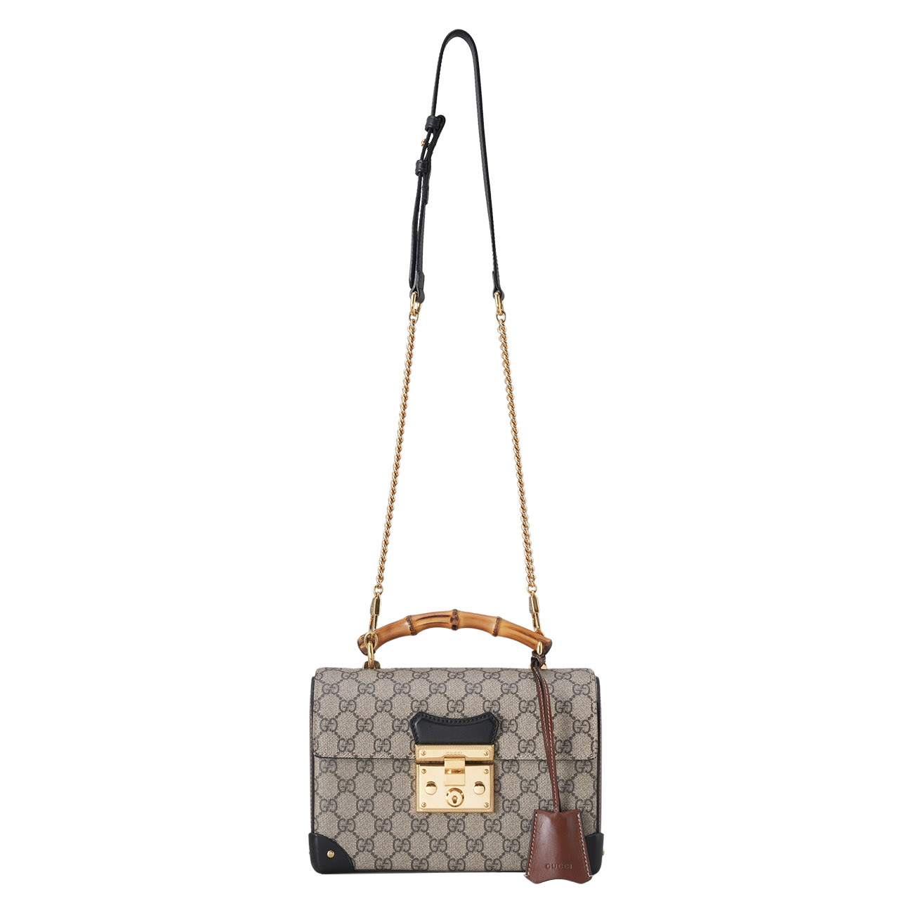 GUCCI(USED)구찌 603221 패드락 뱀부 탑핸들 숄더백