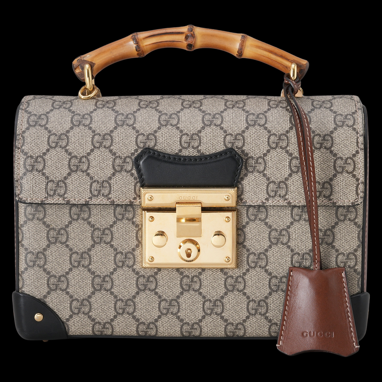 GUCCI(USED)구찌 603221 패드락 뱀부 탑핸들 숄더백