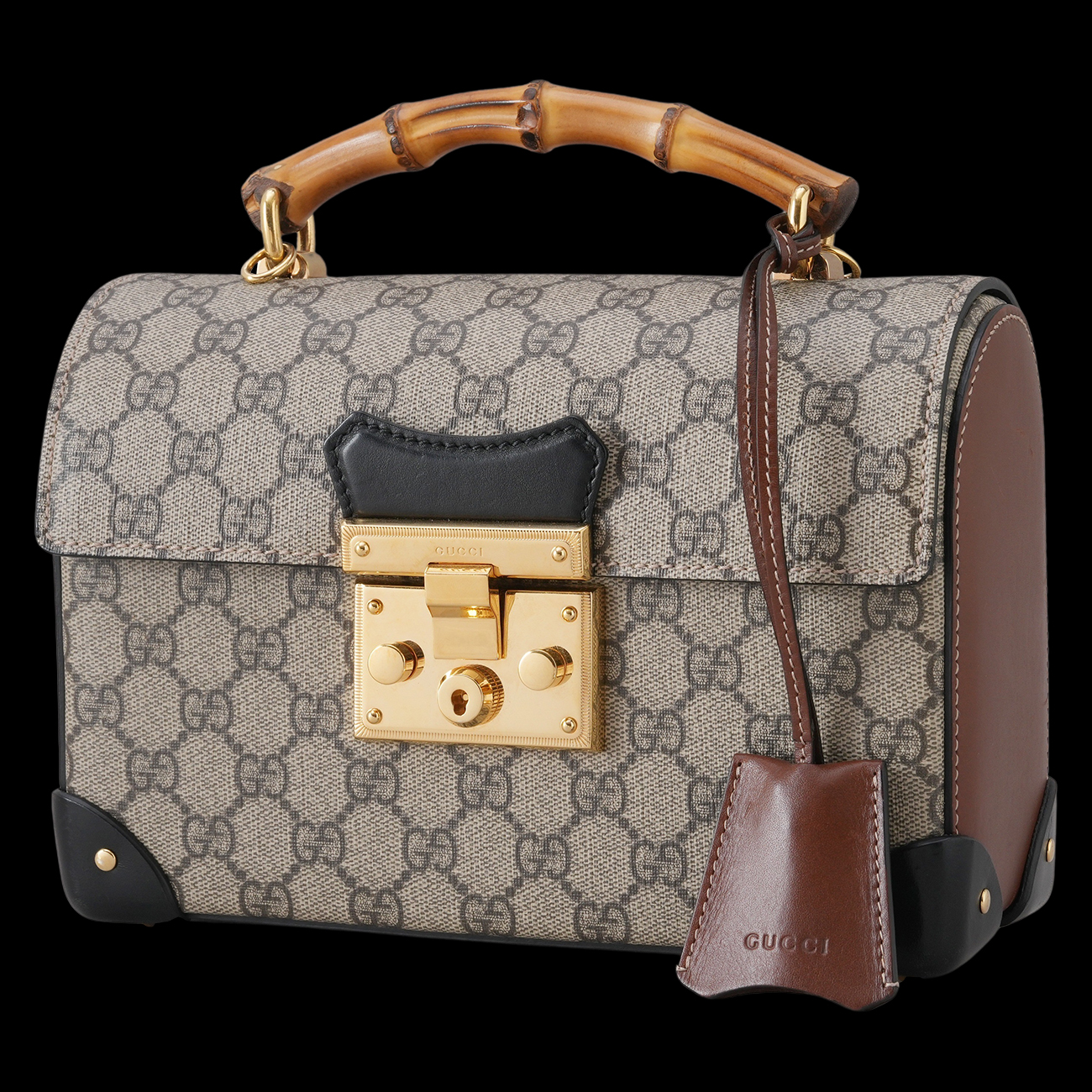 GUCCI(USED)구찌 603221 패드락 뱀부 탑핸들 숄더백