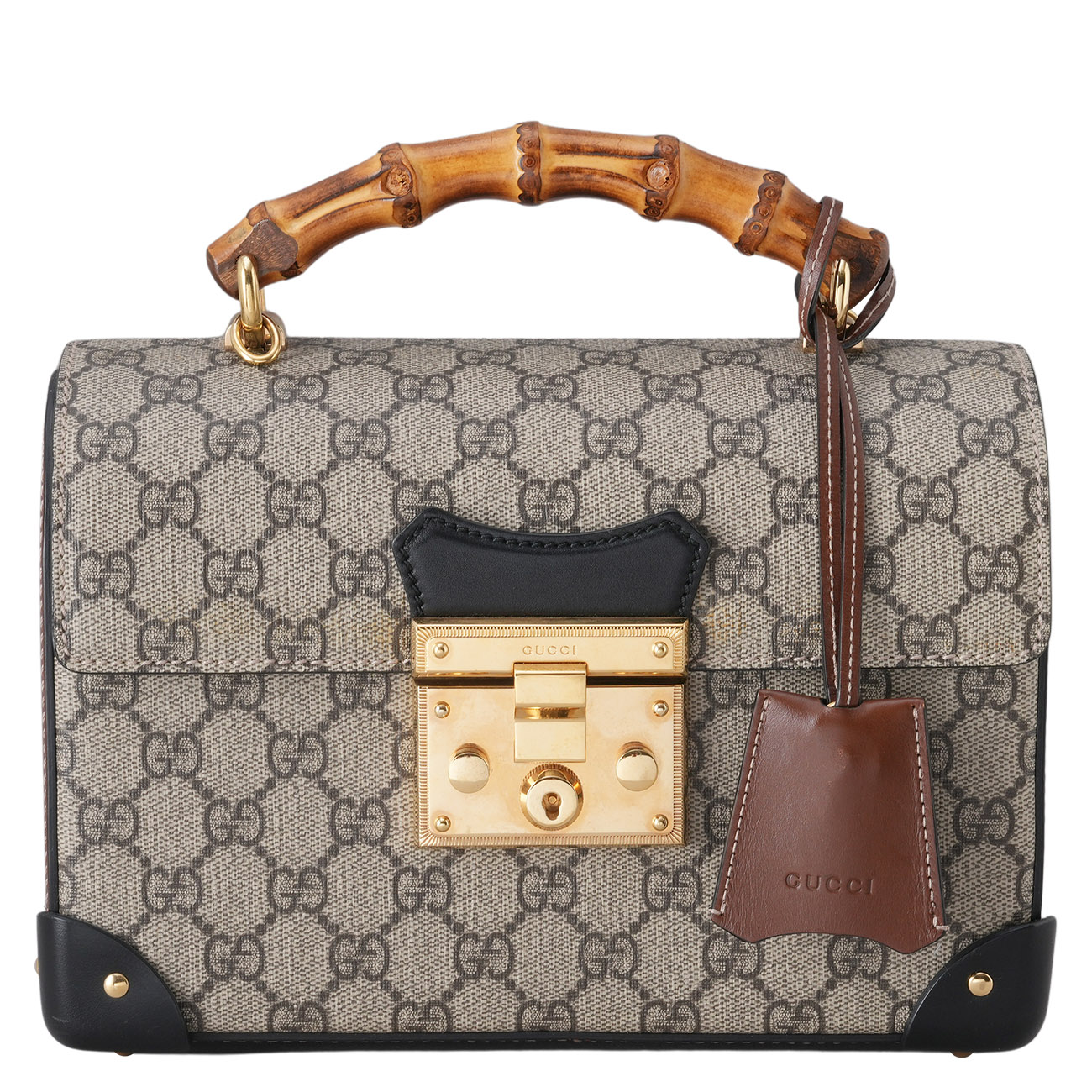 GUCCI(USED)구찌 603221 패드락 뱀부 탑핸들 숄더백